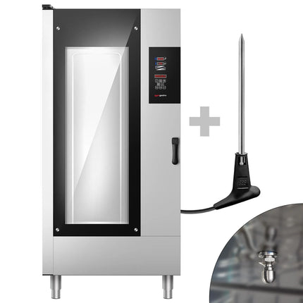 GGM Gastro Commercial Electric Combi Oven- Digital Controls - 20x GN 1/1 - incl. Automatic washing system, Core temperature probe & Trolley