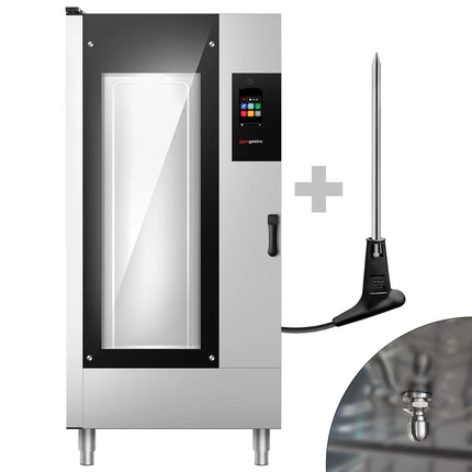 GGM Gastro Commercial Electric Combi Oven - Touchscreen Controls - 20x GN 1/1 - incl. Automatic washing system, Core temperature probe & Trolley