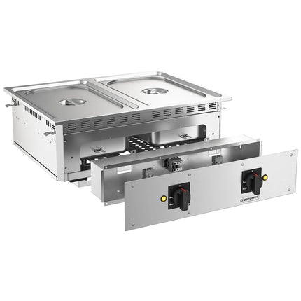GGM Gastro Commercial Electric Drop-in Bain Marie – 3 kW – 2 × GN 1/1 - with drain tap
