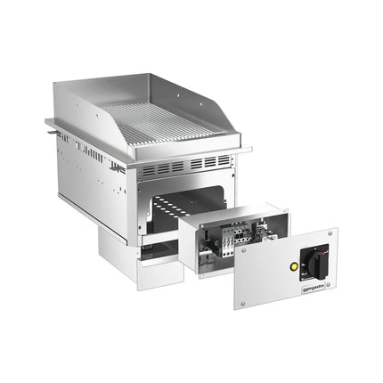 GGM Gastro Commercial Electric Drop-in Griddle – 4.5 kW – Ribbed - Cooking Area: 344x484 mm