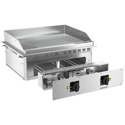 GGM Gastro Commercial Electric Drop-in Griddle – 9 kW – Ribbed - Cooking Area: 693x484 mm