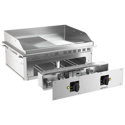 GGM Gastro Commercial Electric Drop-in Griddle – 9 kW – Smooth & Ribbed - Cooking Area: 800 x 765 mm