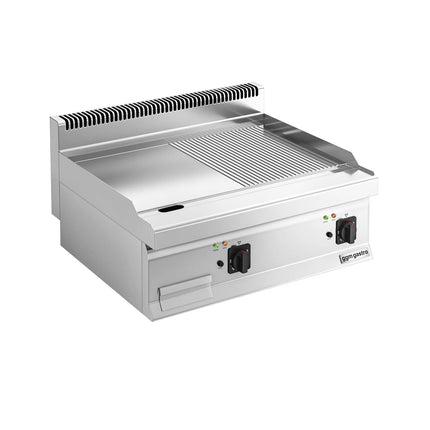 GGM Gastro Commercial Electric Griddle - 7.1kW - Smooth/Ribbed Plate (half & half) - Cooking area: 800x700mm