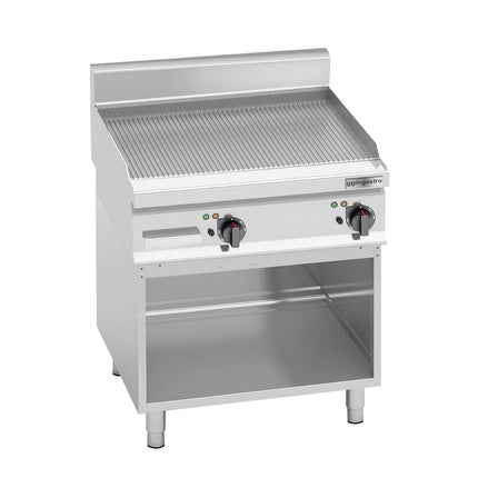 GGM Gastro Commercial Electric Griddle - 8.0kW - Ribbed Plate - Cooking area: 596x430mm - on Stand