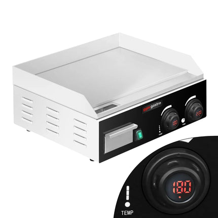 GGM Gastro Commercial Electric Griddle - with Digital Temperature Display - 2.2kW - Smooth Plate - Cooking area: 520x330mm