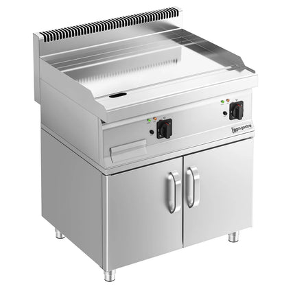 GGM Gastro Commercial Electric Griddle - with Hard Chrome Plate - 8.0kW - Smooth Plate - Cooking area: 795x535mm - with Cabinet Base - 2 Doors