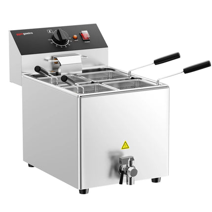 GGM Gastro Commercial Electric Pasta Cooker - Single Tank - Countertop - 8L - 3.25kW - with Drain Tap - with 4 Baskets