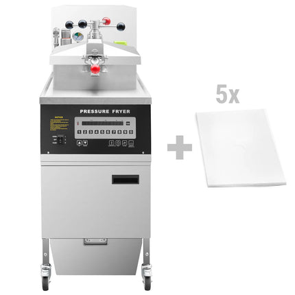 GGM Gastro Commercial Electric Pressure Fryer - 24 litres - 13.5kW - Digital - with built-in oil filtration