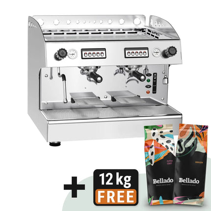 GGM Gastro Commercial Espresso Machine Compact - 2 Group - Manual - Pre-infusion System & 1 Steam Wand