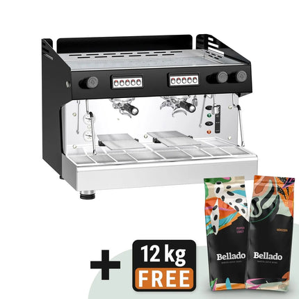 GGM Gastro Commercial Espresso Machine Compact - 2 Group - Manual - Pre-infusion System & 2 Steam Wands