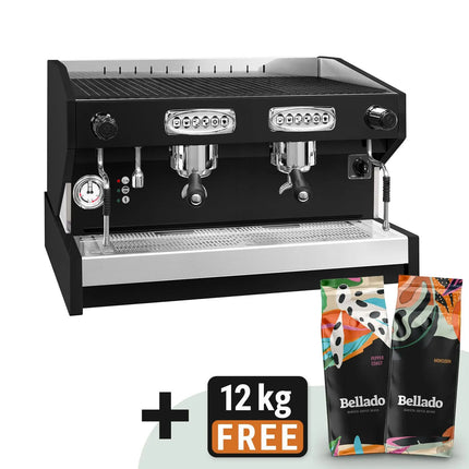 GGM Gastro Commercial Espresso Machine "Eminence" - 2 Group - Pre-infusion System & 2 Steam Wands - Black
