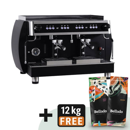 GGM Gastro Commercial Espresso Machine "Grace" - 2 Group - with Digital Display - Pre-infusion System & 2 Steam Wands - Black
