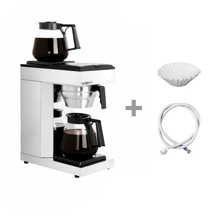 GGM Gastro Commercial Filter Coffee Machine - 1.8L - 2.39 kW - with manual fill & 2 hot plates - incl. 2 glass jugs