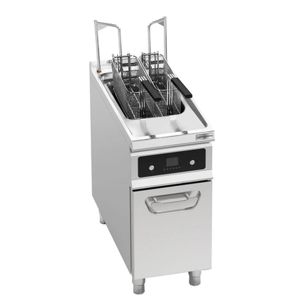 GGM Gastro Commercial Free Standing Electric Fryer - 22 litres - 22kW - Electronic control - with built-in oil filtration - with automatic basket lift