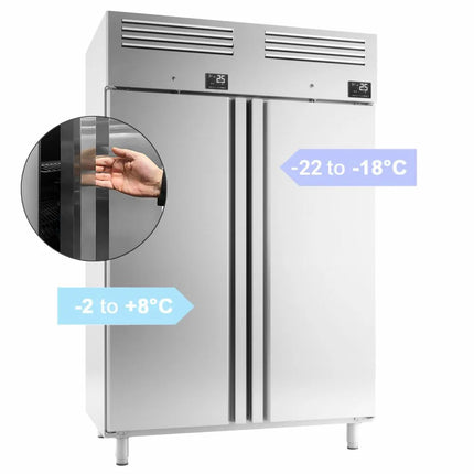 GGM Gastro Commercial Fridge Freezer Combination Stainless steel PREMIUM PLUS - GN 2/1 - 1220L - with 2 doors