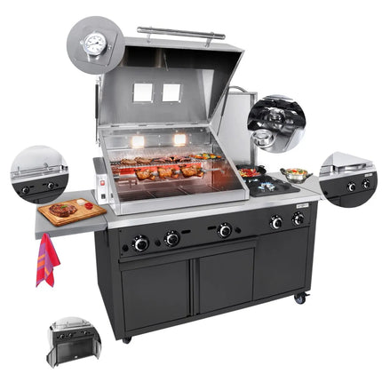 GGM Gastro Commercial Gas Chargrill - 22.5kW - Freestanding - 850mm Deep - Black