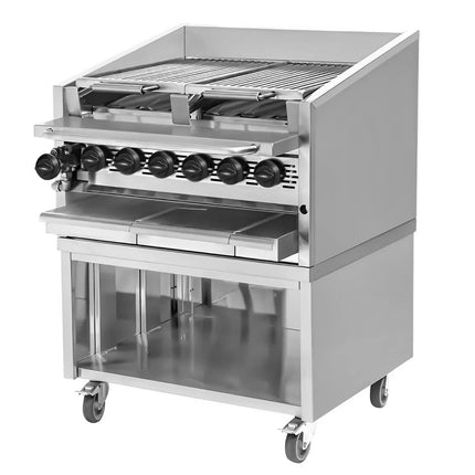 GGM Gastro Commercial Gas Chargrill - 25kW - 800mm - Freestanding - 900mm Deep - 6 Burners - 2 Grill Grids - Tilting Grill Grid
