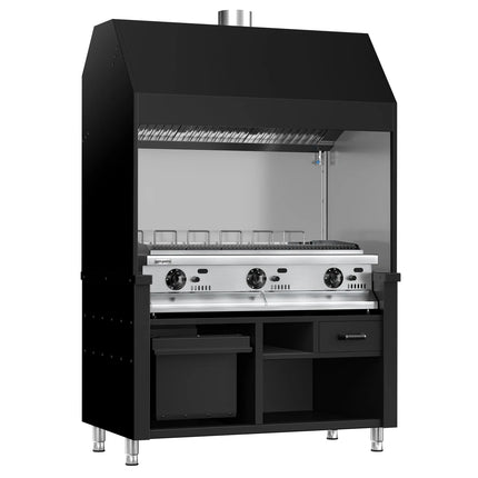 GGM Gastro Commercial Gas Chargrill BERLIN - 1360mm - 790mm Deep - Cast-Iron Cooking Grids - Black - 6 Grill Grids
