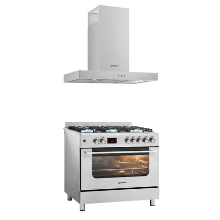 GGM Gastro Commercial Gas Cooker – 5 Burners (13.45 kW) – 900 mm – with Electric Oven (3.23 kW)