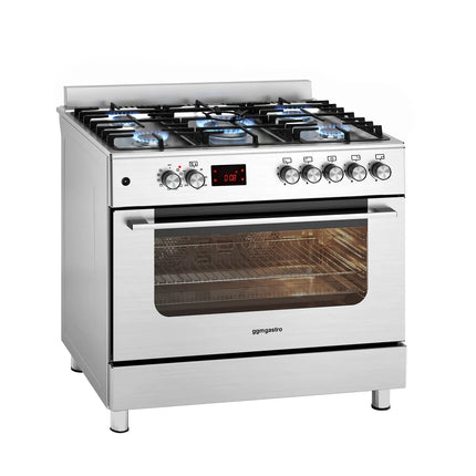 GGM Gastro Commercial Gas Cooker – Gas Hob with 5 Burners (13.45 kW) – 900 mm – Electric Oven (3.23 kW)