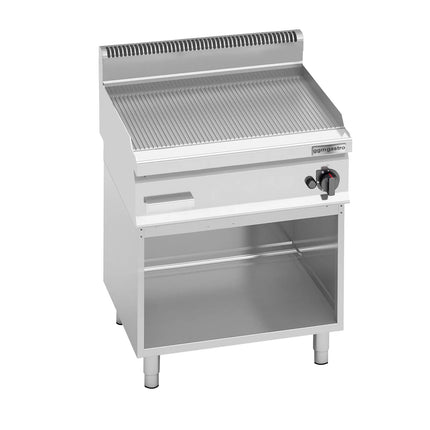 GGM Gastro Commercial Gas Griddle - 8.0kW - Ribbed Plate - Cooking area: 596x430mm - on Stand