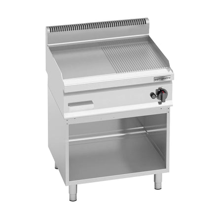 GGM Gastro Commercial Gas Griddle - 8.0kW - Smooth/Ribbed Plate (half & half) - Cooking area: 596x430mm - on Stand