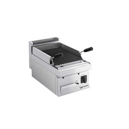 GGM Gastro Commercial Gas Lava Rock Chargrill MARIO 700 - 400mm - Countertop - 700mm Deep - Tilting Grill Grid