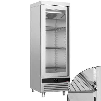 GGM Gastro Commercial Glass Door Upright Fridge Stainless steel PREMIUM - GN 1/1 - 600L - with 1 glass door