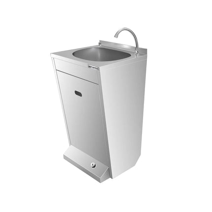 GGM Gastro Commercial Hand Wash Sink - Stainless steel - with foot-operated tap, soap dispenser