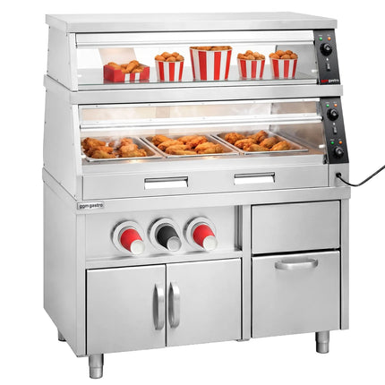 GGM Gastro Commercial Heated Display Cabinet – 1200 mm – for 3 × GN 1/1 – Individually Adjustable – 3.5 kW
