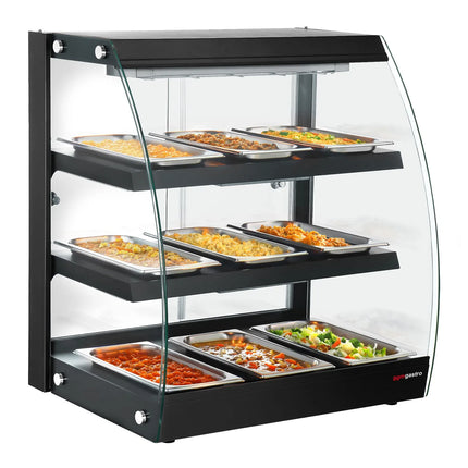 GGM Gastro Commercial Heated Display Cabinet - 648mm - 1.16kW - with 3 shelves - Black