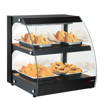 GGM Gastro Commercial Heated Display Cabinet - 650mm - 560W - with 2 shelves - Black