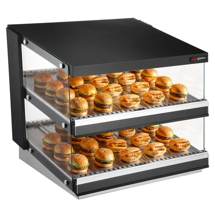 GGM Gastro Commercial Heated Display Cabinet – 800 mm – 1.16 kW – with 2 Shelves – Black