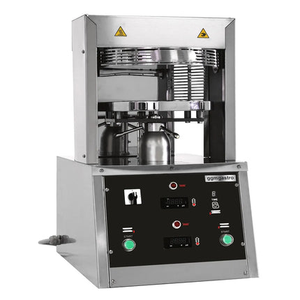 GGM Gastro Commercial Heated Pizza Dough Press - for Pizza Bases Ø450mm (45.7 cm) - Dough 100-500g - 3-Phase