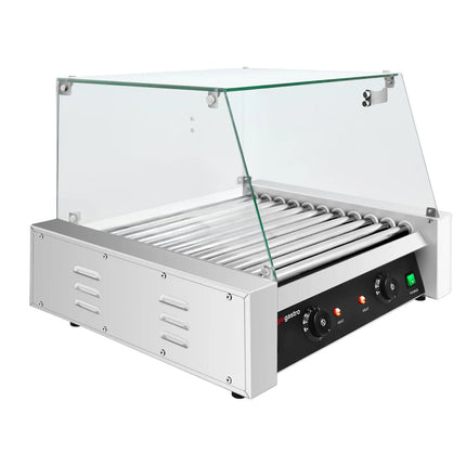 GGM Gastro Commercial Hot Dog Roller Grill - 11 Rollers - with Glass Cover