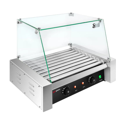 GGM Gastro Commercial Hot Dog Roller Grill - 9 Rollers - with Glass Cover