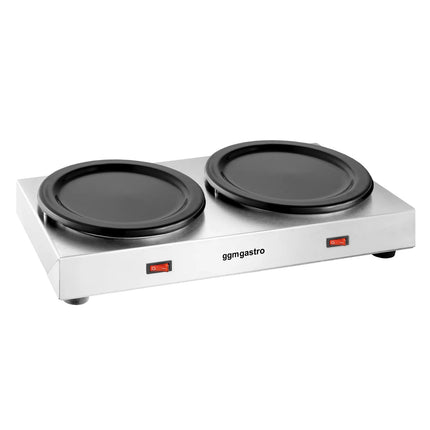 GGM Gastro Commercial Hot Plate Stainless Steel - 354mm - for 2 Coffee or Tea Pots each Ø174mm - 120 W