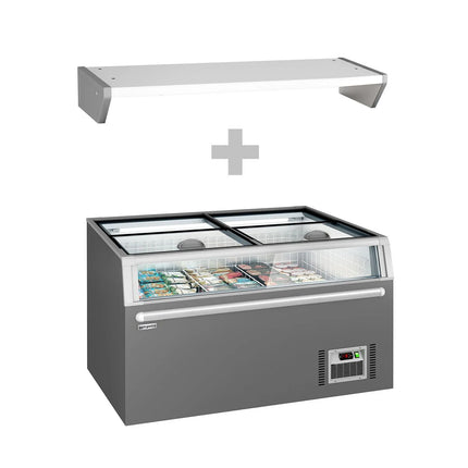 GGM Gastro Commercial Island Freezer - 1454x850mm - 402 Litres - with Baskets - Grey