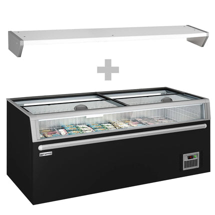 GGM Gastro Commercial Island Freezer - 2104x850mm - 646 Litres - with Baskets - with Dividers - Black