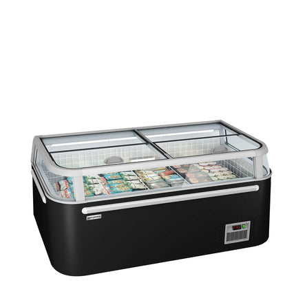 GGM Gastro Commercial Island Freezer - Head Case - 1850x850mm - 523 Litres - with Baskets - with Dividers - Black