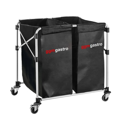 GGM Gastro Commercial Linen Trolley - Foldable - 2x 150L - Aluminium frame - Black