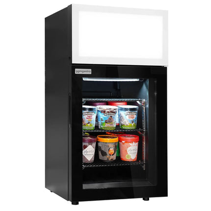 GGM Gastro Commercial Mini Bar Freezer - 460mm - with 1 glass door & advertising display - Black - Glass door