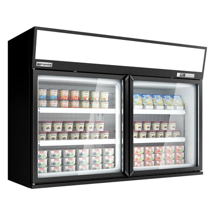 GGM Gastro Commercial multideck display freezer - 1450mm - 232L - with 2 hinged glass doors & 4 shelves - Black
