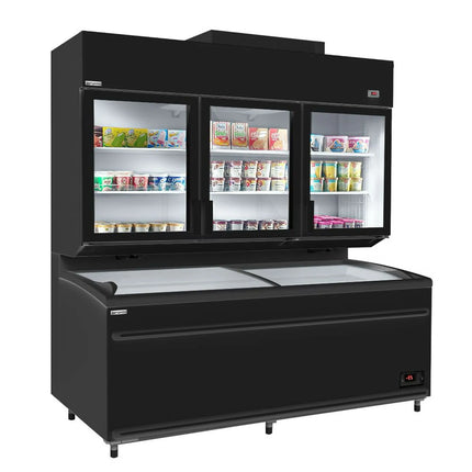 GGM Gastro Commercial multideck display freezer - 2100mm - 1014L - with 6 shelves - incl. island freezer - Black
