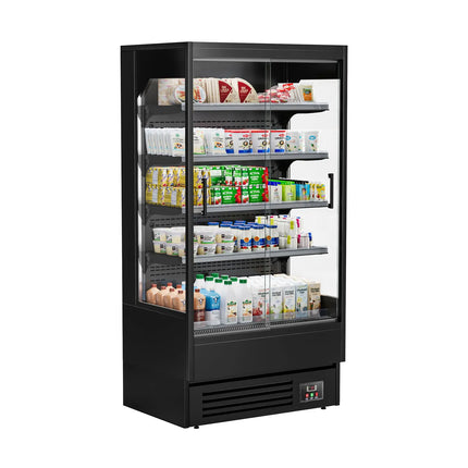GGM Gastro Commercial multideck display fridge - 1002mm - 440L - with 2 sliding glass doors & 4 shelves - Black