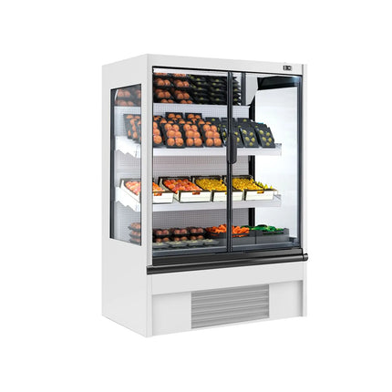GGM Gastro Commercial multideck display fridge - 1018mm - 528L - with 2 double‑glazed hinged glass doors & 2 shelves - White