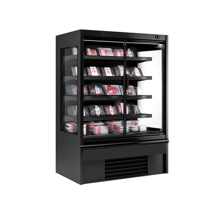 GGM Gastro Commercial multideck display fridge - 1018mm - 602L - with 2 hinged glass doors & 4 shelves - Black