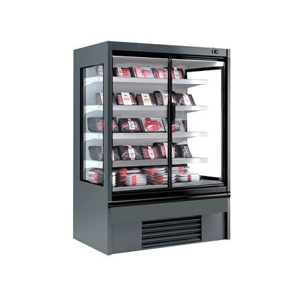 GGM Gastro Commercial multideck display fridge - 1018mm - 602L - with 2 hinged glass doors & 4 shelves - Anthracite