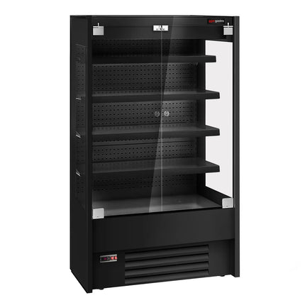 GGM Gastro Commercial multideck display fridge - 1100mm - with 2 hinged glass doors & 4 shelves - Black