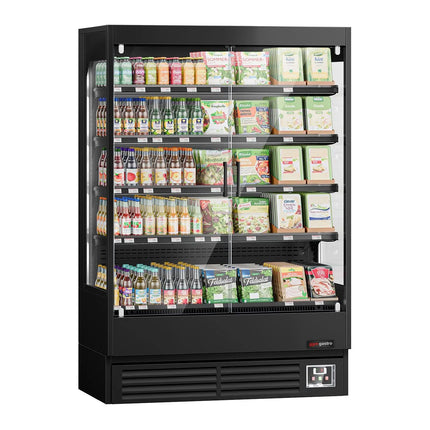 GGM Gastro Commercial multideck display fridge - 1320mm - 595L - with 2 hinged glass doors & 4 shelves - Black